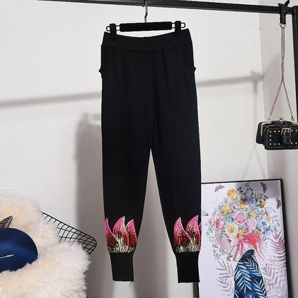 Grozavu Sequins Petals Sweater & Casual Pants Set at €99.00