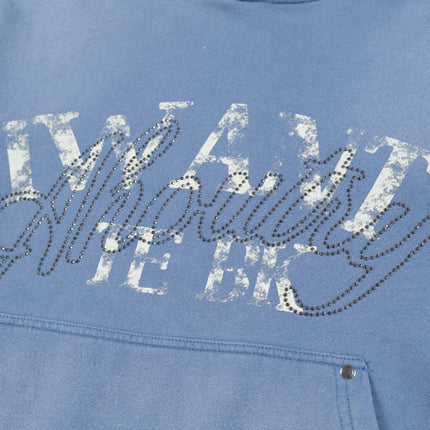 Sudadera con Letra de Strass Lavada Vintage – Corte Suelto