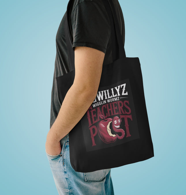 Funny Teacher Tote Bag - BigWillyz Wiggling Worm Design - Perfect for Back to School