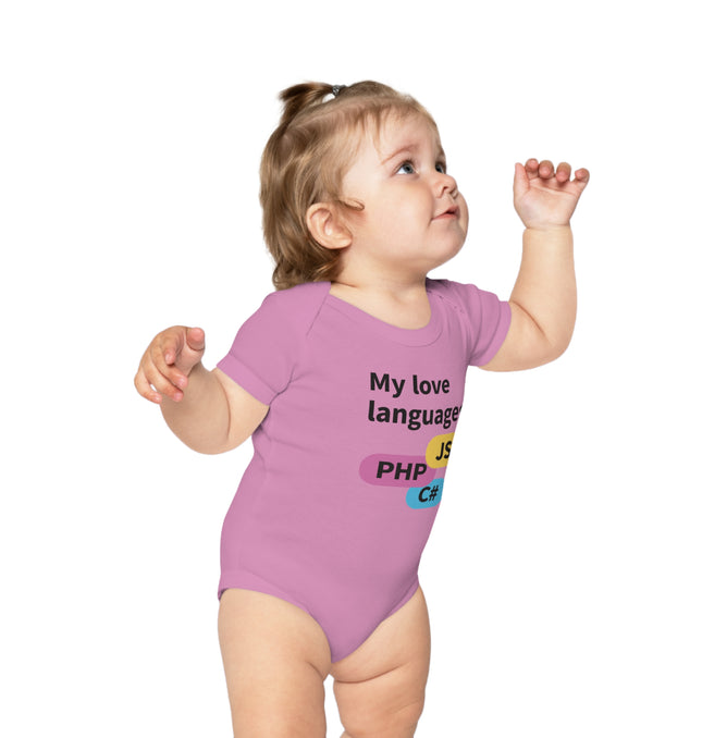 My Love Languages Baby Bodysuit - Combed Cotton Infant Onesie for Tech-loving Parents