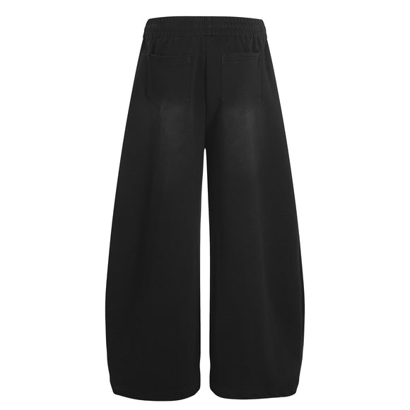 Retro Stylish Letter Print Deconstructed Loose Wide-Leg Men's Knife Pants