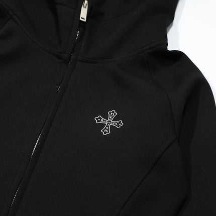 Vintage Gothic Zip-Up Hoodie – Slim Fit Streetwear