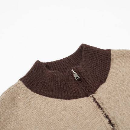 High Neck Stripe Jacquard Cardigan