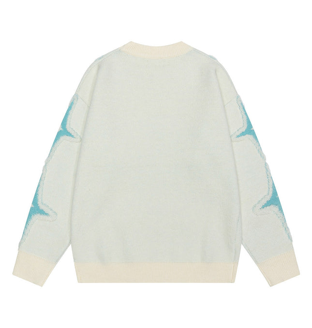 Cross Star Jacquard Round Sweater styling detail - Premium Streetwear