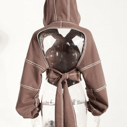 Grozavu's Irregular Cut-Out Hooded Sweatshirt: Fashionable Style at €58.99