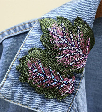 Grozavu's Denim Jacket: Floral Embroidery & Sequins for Streetwear Chic