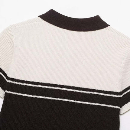 Polo en tricot à rayures côtelées – Coupe ample