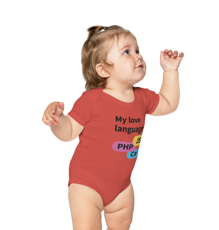 My Love Languages Baby Bodysuit - Combed Cotton Infant Onesie for Tech-loving Parents