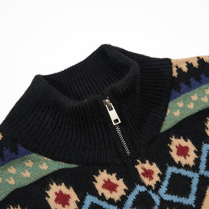 Cardigan Tricotat Fair Isle Retro – Croi Larg