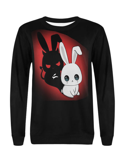 Black Graphic Sweater – Grozavu Dual Bunny Edition