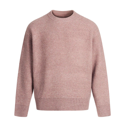 Einfacher einfarbiger semi-hoher Kragenpullover – Lockere Passform Unisex Strickwaren