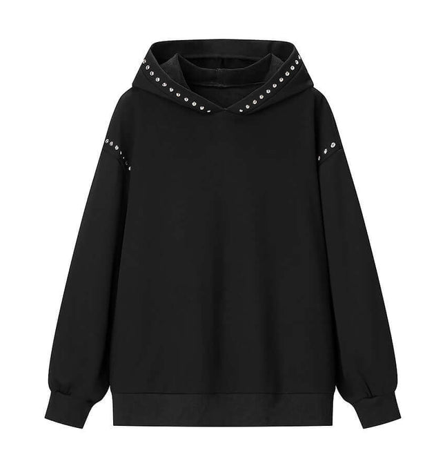 Front view of Riveted Hooded Sweatshirt - Grozavu brand streetwear