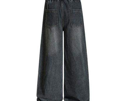 Embroidered College Style Cartoon Patch Denim Pants