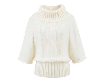 Multi-Wear Vintage Cable Knit Cape High Neck Sweater