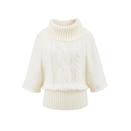 Pulover cu guler înalt din tricot cablu vintage multi-purtare pentru femei, top tricotat lejer