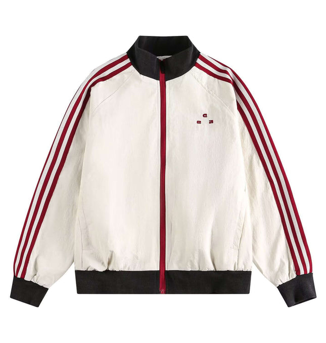 Three-Stripe Sports Jacket - Loose Fit with classic athletic style and smooth polyester fabric.