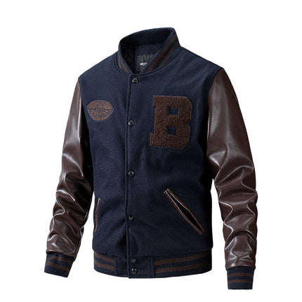 Men's autumn and winter new jacket with cotton jacket, baseball collar jacket, woolen plus size jacket, men's clothing