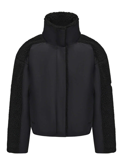 Model wearing Black long sleeve jacket by Grozavu