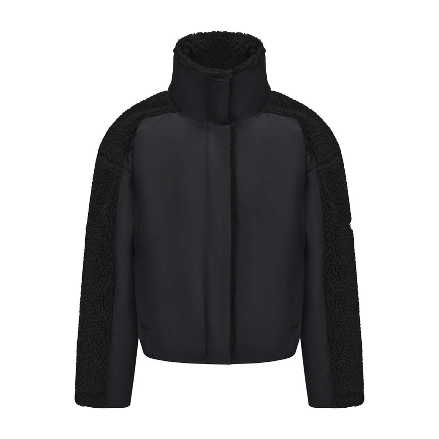 Model wearing Black long sleeve jacket by Grozavu