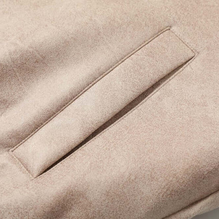 Fur Collar Hooded Winter Jacket – Loose Fit showing a close-up of the soft fabric and pocket detail.