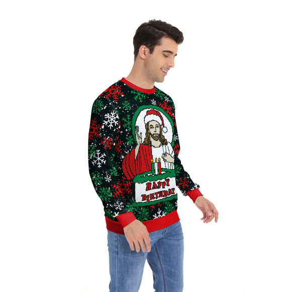 Felpa con cappuccio girocollo con stampa di fiocchi di neve natalizi