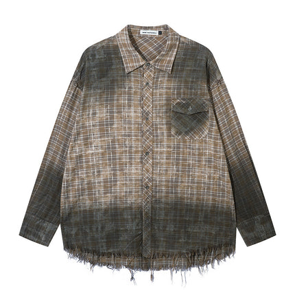 Radiant Plaid Distressed Shirt – Loose Fit