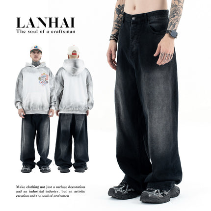 Gerade lockere Passform Denim Jeans für Männer und Frauen