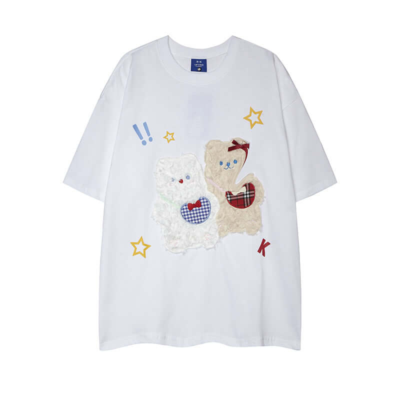 Model wearing White heavyweight black tee by Grozavu