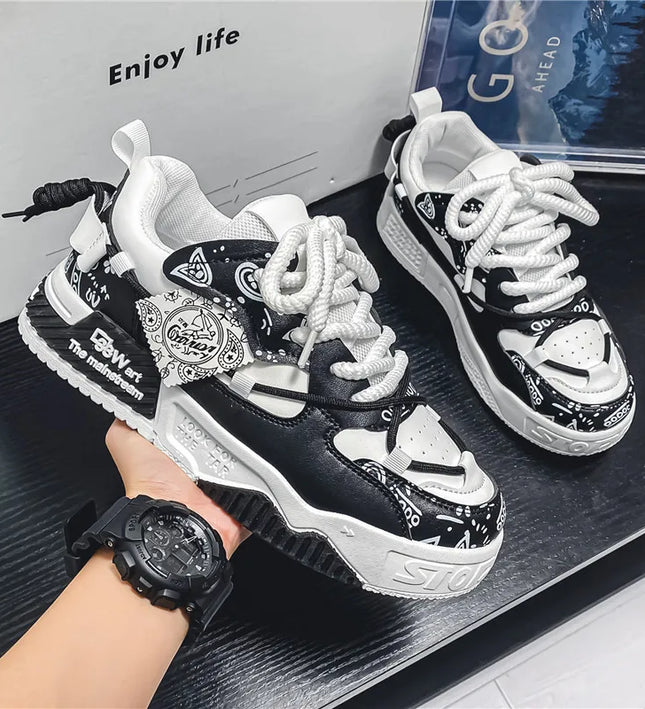 3D Printed Sneaker Men's Breathable Casual Board Shoes