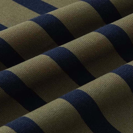 Close-up of the fabric featuring stripes for the Striped Lapel Polo Shirt design.