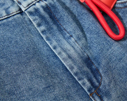 Embroidered College Style Cartoon Patch Denim Pants