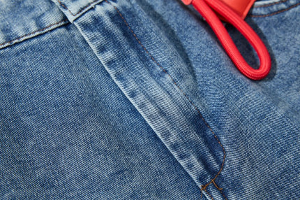 Embroidered College Style Cartoon Patch Denim Pants