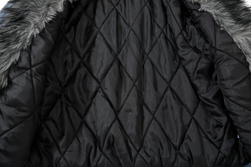 Giacca di cotone con colletto di lana e pile