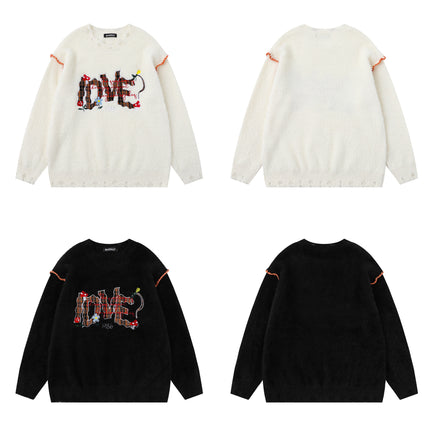 Knit Sweater with Letter Applique