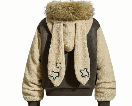 Baumwolljacke mit Pelzkragen und Fleecejacke