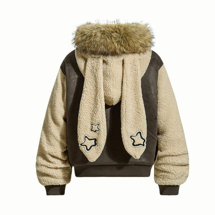 Cotton jacket with fur collar and fleece jacket