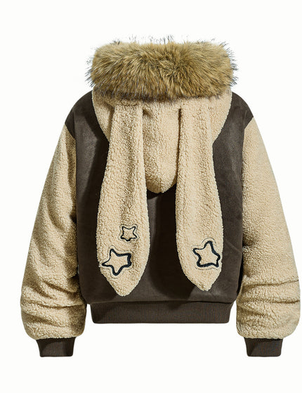 Veste en coton avec col en fourrure et veste en polaire