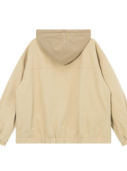 Black drawstring hooded jacket with Grozavu logo