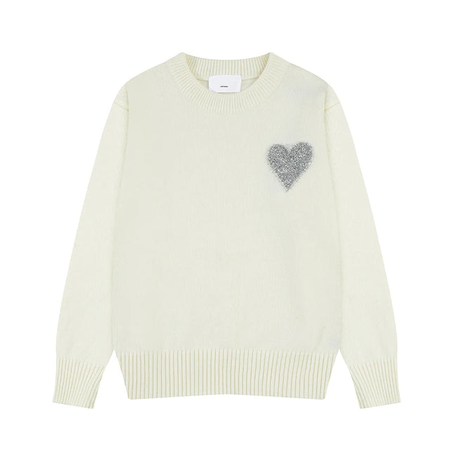 Winter new Korean version women's soft jumper autumn knitted trendy heart-shaped pattern design jumper basic Y2k men's loose top