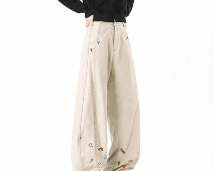 Style Fun Print Cargo Pants Unisex Trendy Loose Wide Leg High Street Casual Long Pants