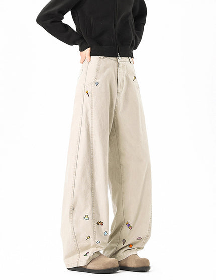 Style Fun Print Cargo Pants Unisex Trendy Loose Wide Leg High Street Casual Long Pants