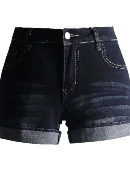 Model wearing Black low rise cuffed shorts by Grozavu