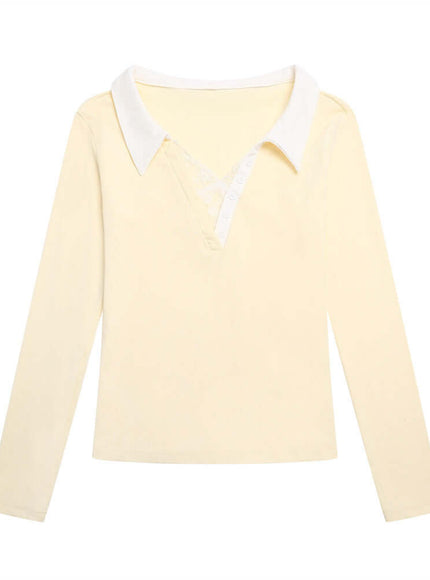 Model wearing Yellow slim paneled base layer by Grozavu