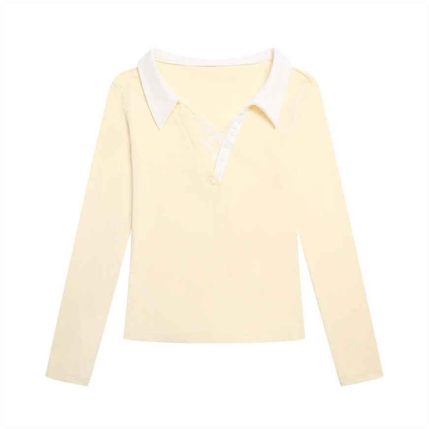 Model wearing Yellow slim paneled base layer by Grozavu