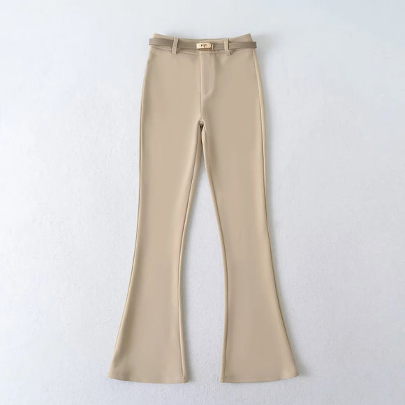 Micro flared pants with waistband