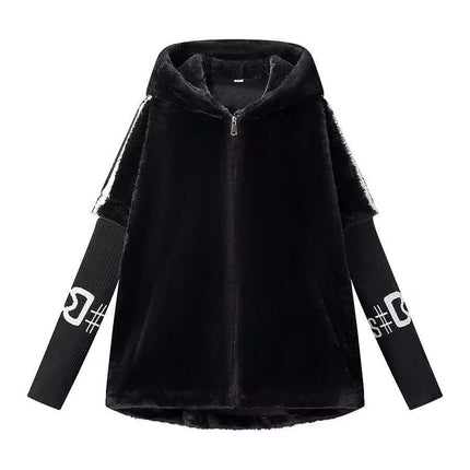 Close-up of White faux fur coat fabric