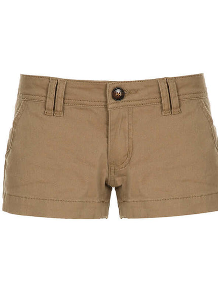 Model wearing Khaki distressed low waist denim by Grozavu