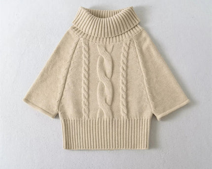 Multi-Wear Vintage Cable Knit Cape High Neck Sweater
