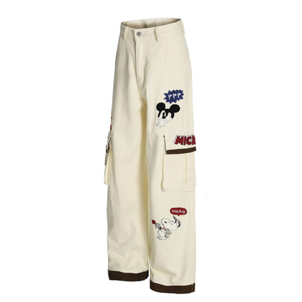 Pantaloni Patchwork a Fittura Larga con Cartoni Animati