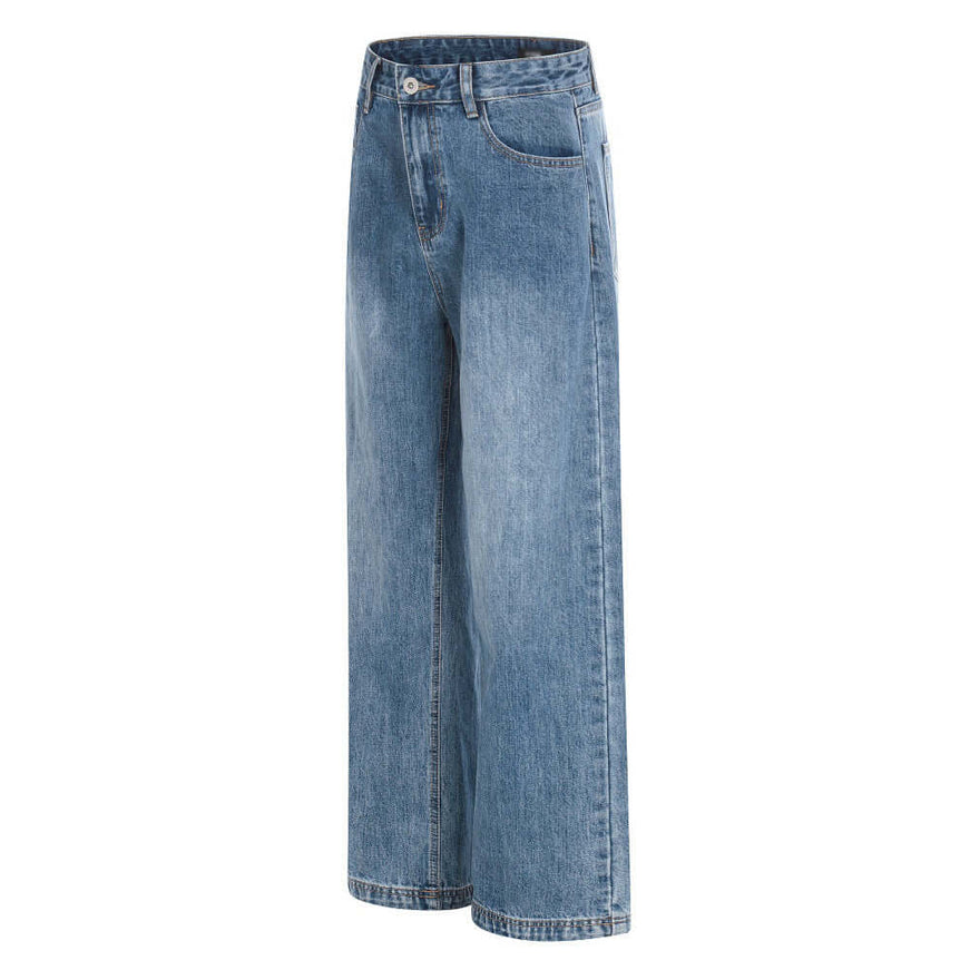 Washed Blue wash make old denim pants with Grozavu logo